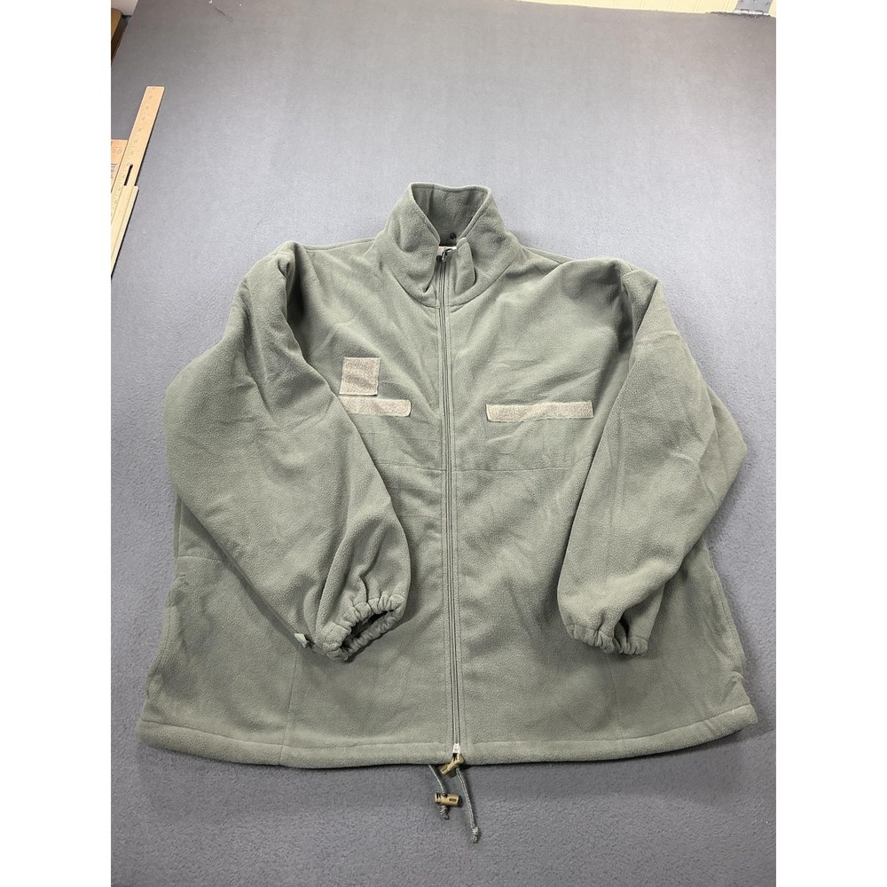 Military Fleece Jacket Mens XL Green Full Zip Stand Collar Outdoor Warm